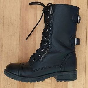 Girls Military boots size 3 Excellent black leather